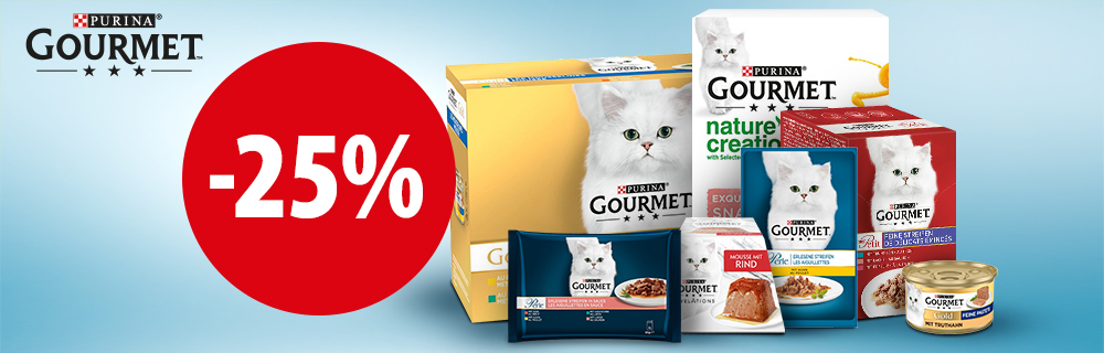 25% Rabatt auf Gourmet Katzenfutter & Katzensnacks
