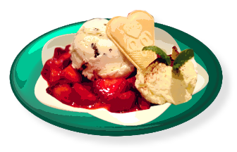 Eis mit Erdbeeren